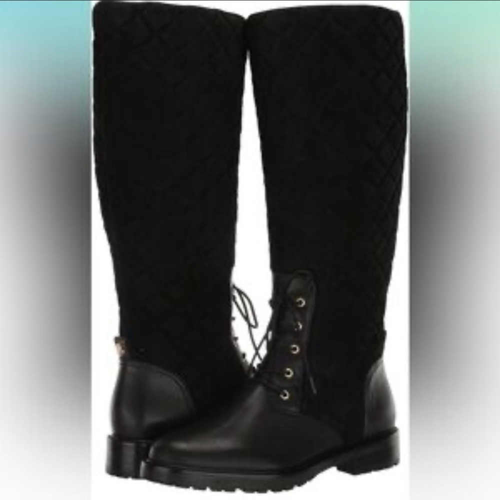 Ralph Lauren  NWOT Hollie II Quilted & Leather Riding Boot Modern Black Size 9